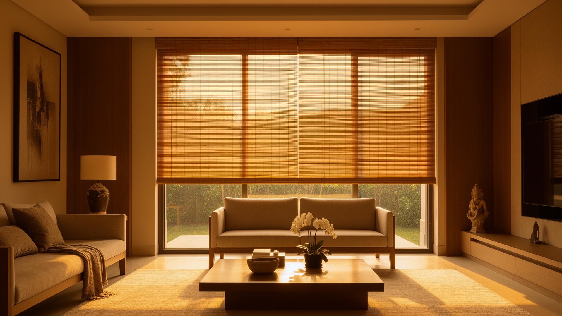 Premium bamboo chick blinds in modern Delhi home